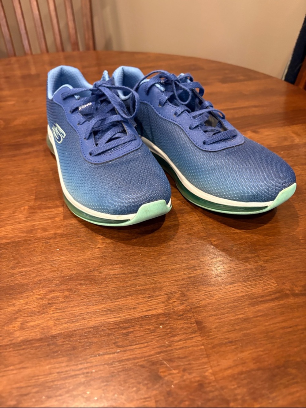Skechers Women's Navy Blue Athletic Sneakers with Teal Accents